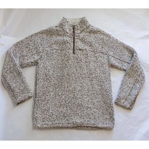 True Grit Brown Frosty Tipped Pile 1/4 Zip Pullover Sherpa Fleece Sz Medium Mens